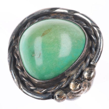 sz10.5 vintage southwestern sterling silver green turquoise ring