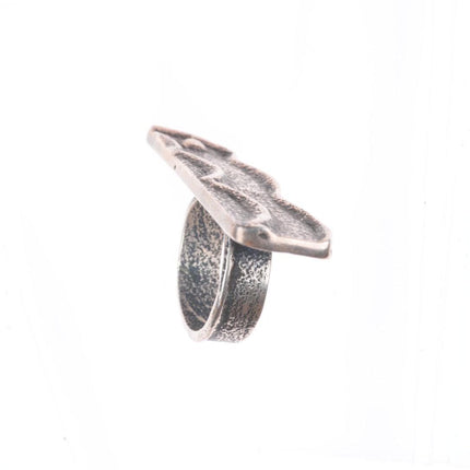 sz10 large vintage Tufa Cast sterling silver Native American animal ring