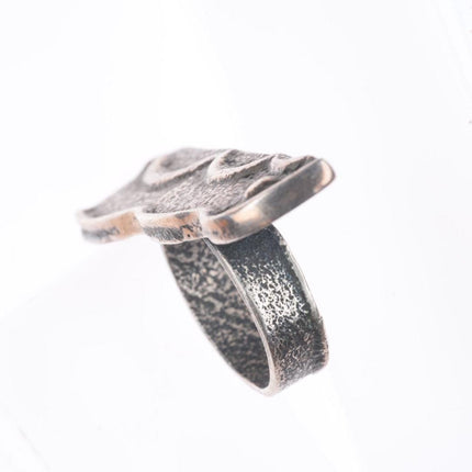 sz10 large vintage Tufa Cast sterling silver Native American animal ring