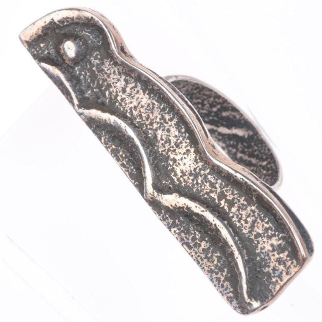 sz10 large vintage Tufa Cast sterling silver Native American animal ring