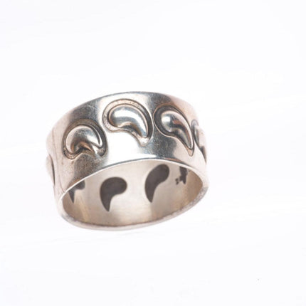 sz12.5 Alex Sanchez Navajo sterling silver deep stamped band ring