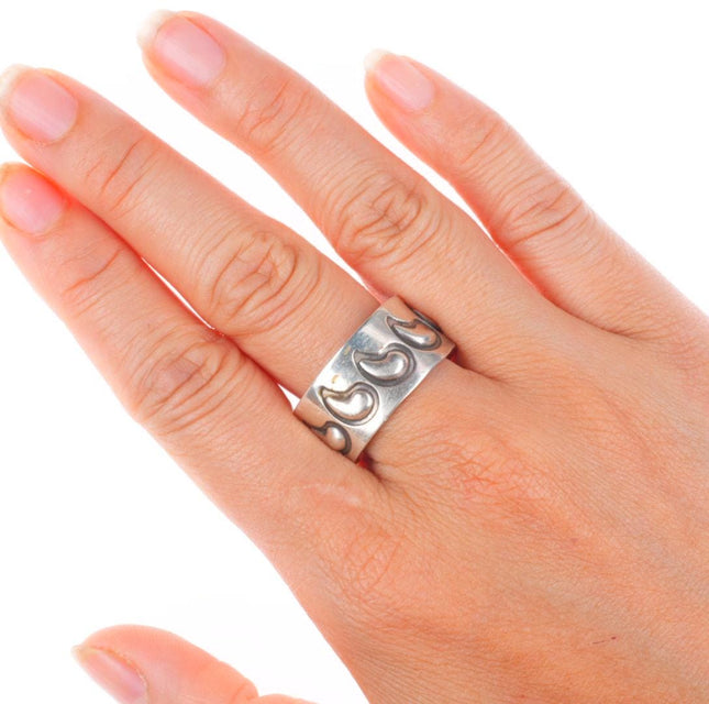 sz12.5 Alex Sanchez Navajo sterling silver deep stamped band ring