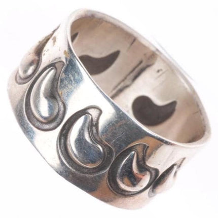 sz12.5 Alex Sanchez Navajo sterling silver deep stamped band ring