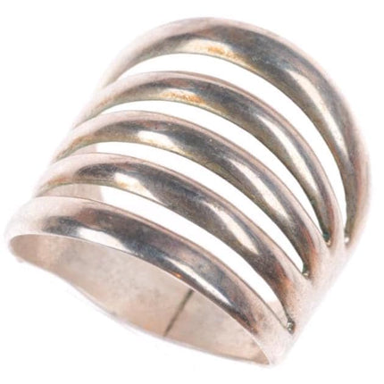 sz11 Alvin Thompson Navajo sterling silver 5 band wide size 11 men's ring