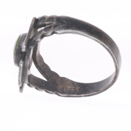 sz6 30's-40's Fred Harvey Cerrillos turquoise thunderbird Navajo ring