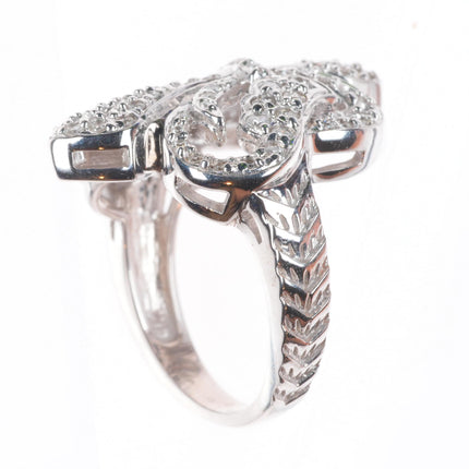 sz5 14k white gold Diamond Fleur De Lis ring