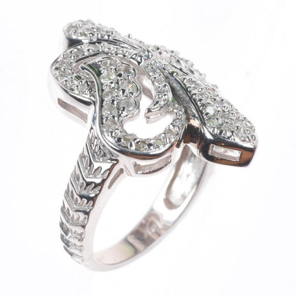 sz5 14k white gold Diamond Fleur De Lis ring