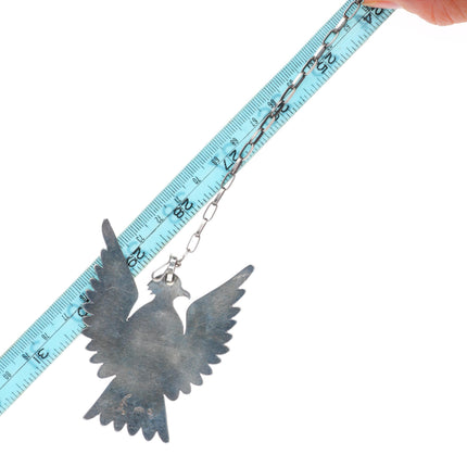 Victor Coochwytewa Hopi Kopavi Shop large sterling silver Eagle pendant necklace