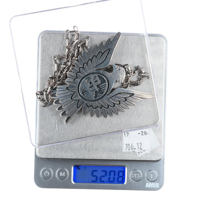 Victor Coochwytewa Hopi Kopavi Shop large sterling silver Eagle pendant necklace