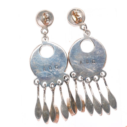 Cuff bracelet-earrings-necklace Annie Quam Gasper Zuni turquoise sterling silver