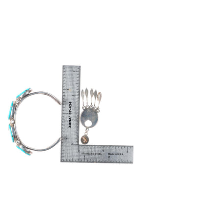 Cuff bracelet-earrings-necklace Annie Quam Gasper Zuni turquoise sterling silver