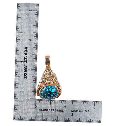 Elias Perez Martinez 14k gold/sterling silver high grade turquoise pendant
