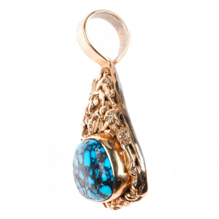 Elias Perez Martinez 14k gold/sterling silver high grade turquoise pendant