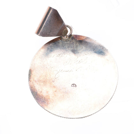 Leander & Lisa Othole Zuni sterling silver inlay large necklace pendant