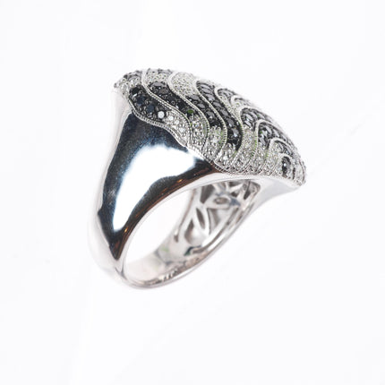 sz8 14k white gold Neda Behnam 1.5cttw White and Black pave set Diamond ring