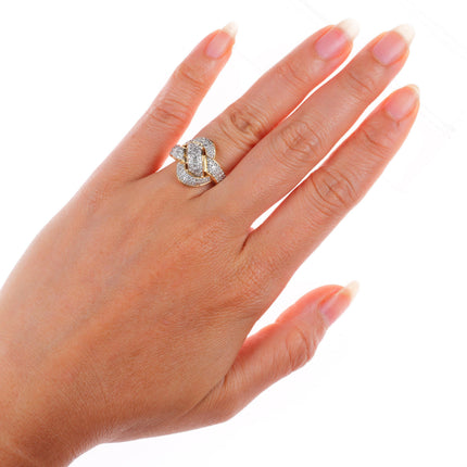 sz5.25 14k yellow gold Diamond knot cocktail ring