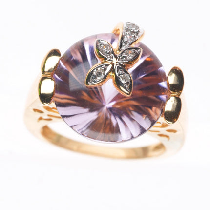 sz5.25 14k yellow gold Diamond pink Amethyst cocktail ring