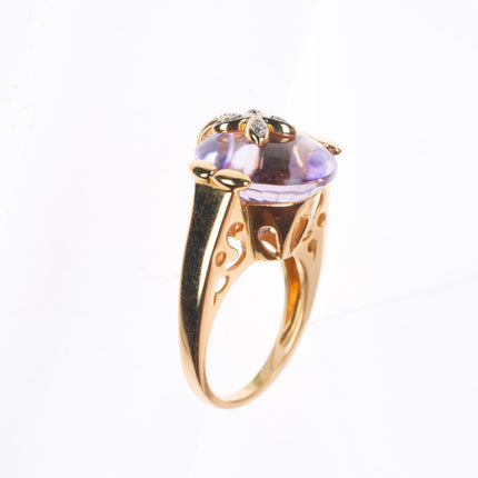 sz5.25 14k yellow gold Diamond pink Amethyst cocktail ring