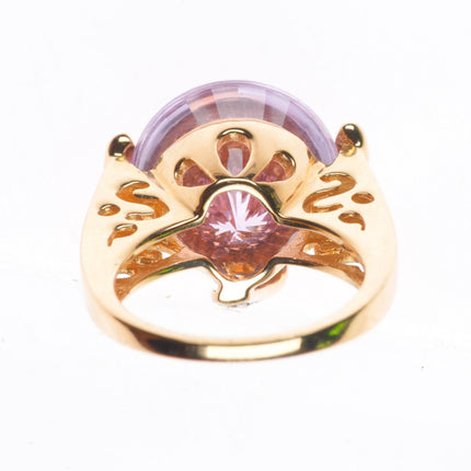 sz5.25 14k yellow gold Diamond pink Amethyst cocktail ring