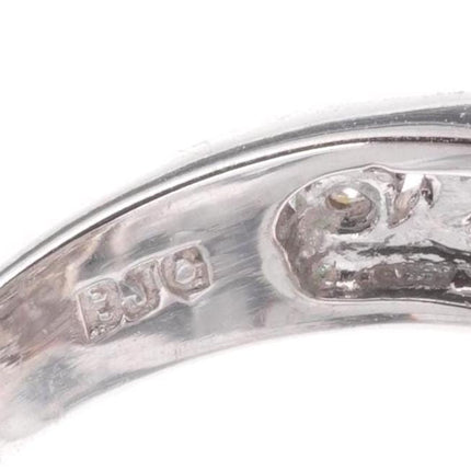 sz5 14k white gold Samuel Behnam Diamond - Emerald art deco style cocktail ring