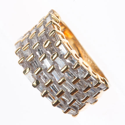 sz6 14k yellow gold baguette diamond cocktail ring
