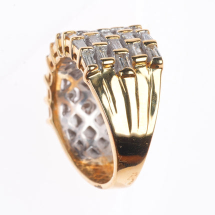 sz6 14k yellow gold baguette diamond cocktail ring
