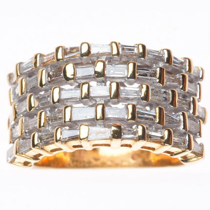 sz6 14k yellow gold baguette diamond cocktail ring