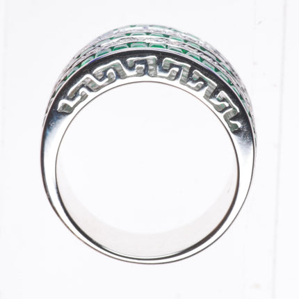 sz6.5 18k white gold Samuel Behnam Columbian Baguette cut Emerald- Diamond ring