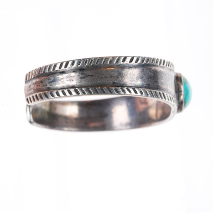 6.3" c1938-1942 US Navajo 1 sterling silver stamped cuff bracelet with turquoise