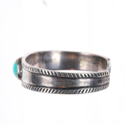 6.3" c1938-1942 US Navajo 1 sterling silver stamped cuff bracelet with turquoise