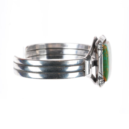 6.3" Kings Manassa turquoise I Kee Navajo sterling silver cuff bracelet