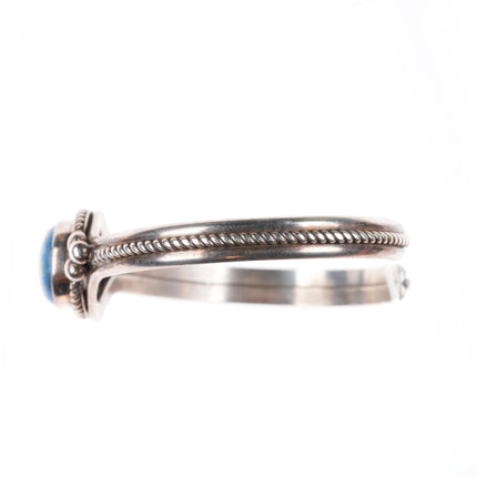 6.6" Paul Livingston Navajo Denim Lapis sterling silver twist rope cuff bracelet