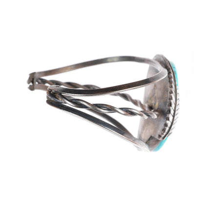 6.7" Bird's Eye waterweb Kingman turquoise Navajo sterling silver cuff bracelet