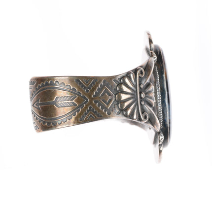 6.4" 1940's Maisels Navajo sterling silver petrified wood cuff bracelet