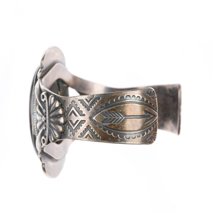6.4" 1940's Maisels Navajo sterling silver petrified wood cuff bracelet