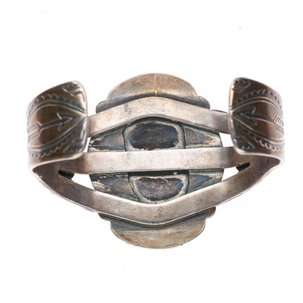 6.4" 1940's Maisels Navajo sterling silver petrified wood cuff bracelet