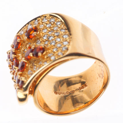 sz7 Guild 14k yellow gold Cognac Citrine and Diamond ring