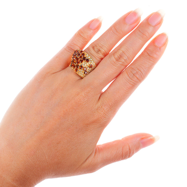 sz7 Guild 14k yellow gold Cognac Citrine and Diamond ring