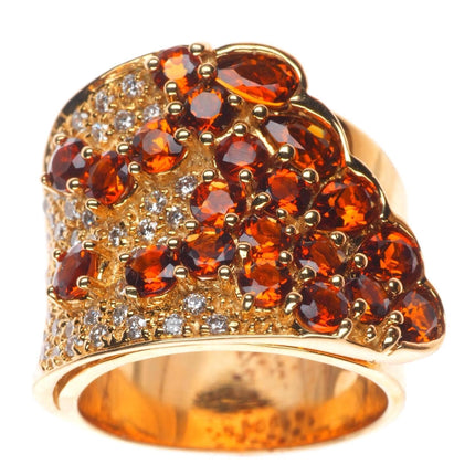 sz7 Guild 14k yellow gold Cognac Citrine and Diamond ring