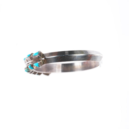 5.75" c1940's Vintage Zuni sterling silver double row turquoise cuff bracelet