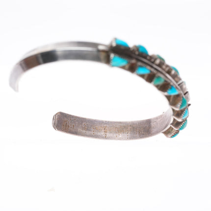 5.75" c1940's Vintage Zuni sterling silver double row turquoise cuff bracelet