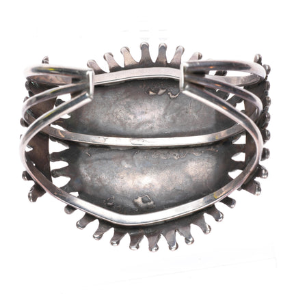 6.9" c1940's Zuni sterling silver petit point turquoise cluster cuff bracelet