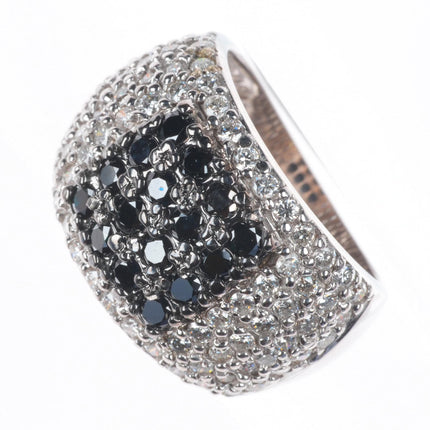sz5.5 14K White Gold 2.4cttw black and white Diamond cocktail ring