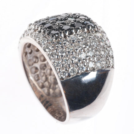 sz5.5 14K White Gold 2.4cttw black and white Diamond cocktail ring