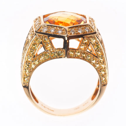 sz5.5 Levian 14k yellow gold Citrine, Sapphire & Diamond Hexagonal Cocktail Ring
