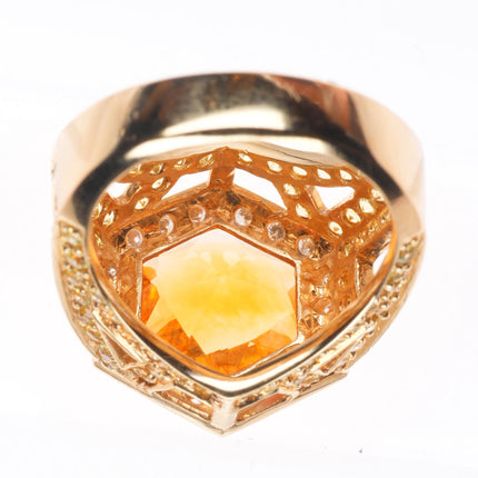 sz5.5 Levian 14k yellow gold Citrine, Sapphire & Diamond Hexagonal Cocktail Ring