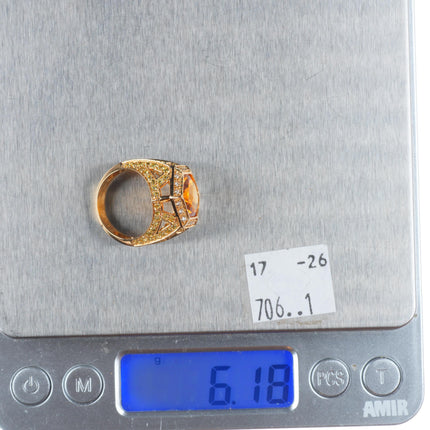 sz5.5 Levian 14k yellow gold Citrine, Sapphire & Diamond Hexagonal Cocktail Ring