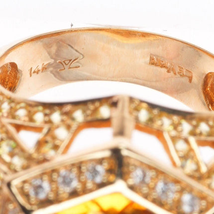 sz5.5 Levian 14k yellow gold Citrine, Sapphire & Diamond Hexagonal Cocktail Ring