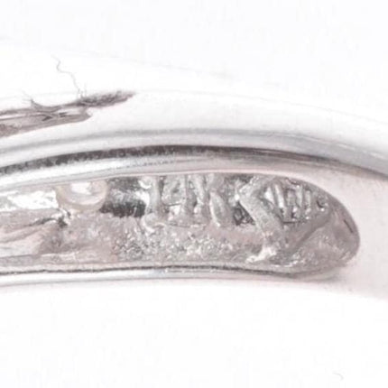 sz5  14k white gold, Diamond, Tahitian pearl cocktail ring