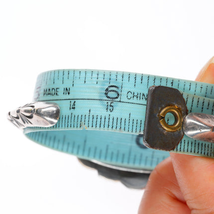 6.2" c1940 Navajo deep stamped carinated sterling silver turquoise cuff bracelet